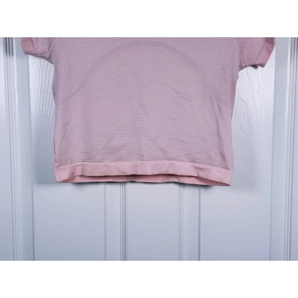Lululemon Swiftly Tech Cropped Shirt Size 6 Pink Running Workout Athletic Gym
